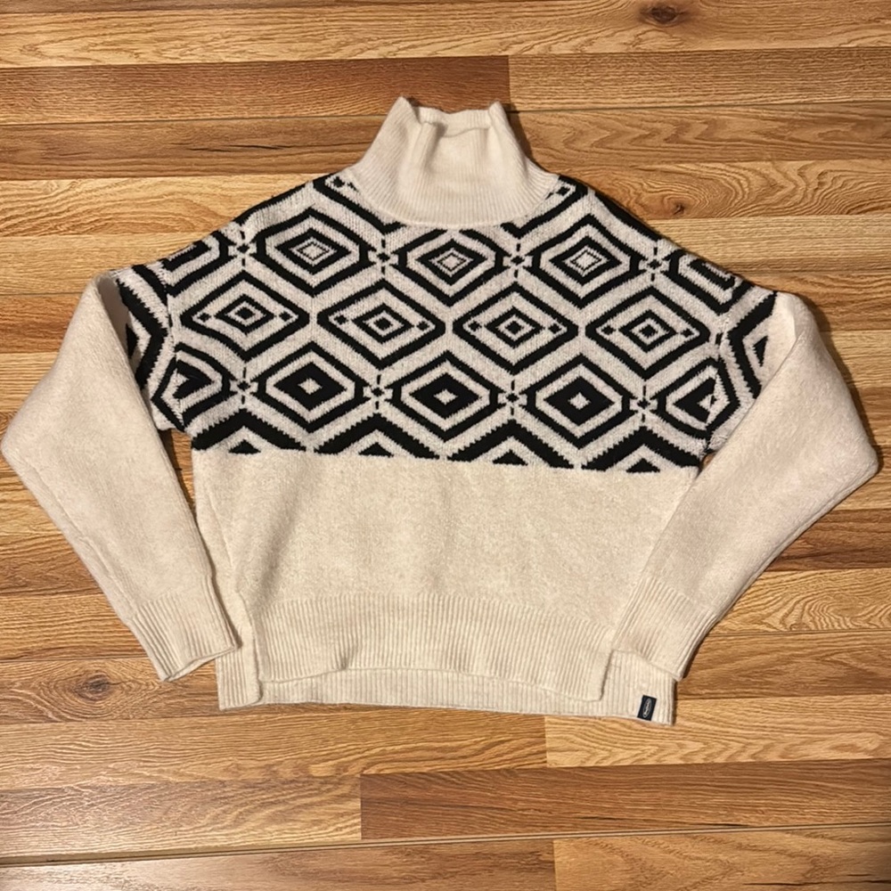 Buffalo David Bitton Black and Cream Turtleneck Sweater